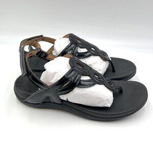 Rockport Womens 7.5 Ramona Black Patent Lasercut Sandals Shoes‎ New